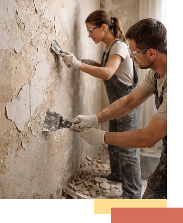 Снятие старой шпаклевки и подготовка поверхностей в Курчатове