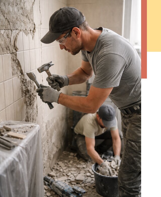 Демонтаж плитки со стен в Курчатове от 866 руб. — быстро и недорого | ОТДЕЛОЧНИК-Крч