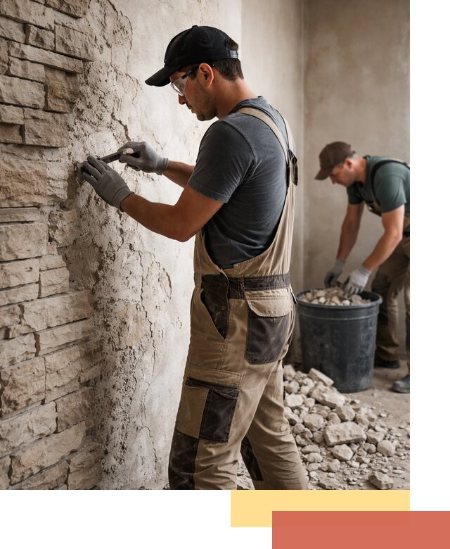 Демонтаж декоративного камня в Курчатове профессионально и безопасно