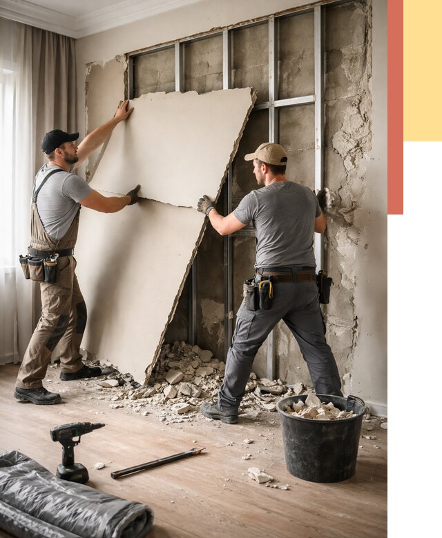 Демонтаж гипсокартона со стен в Курчатове от 357 руб. — услуги демонтажа | ОТДЕЛОЧНИК-Крч