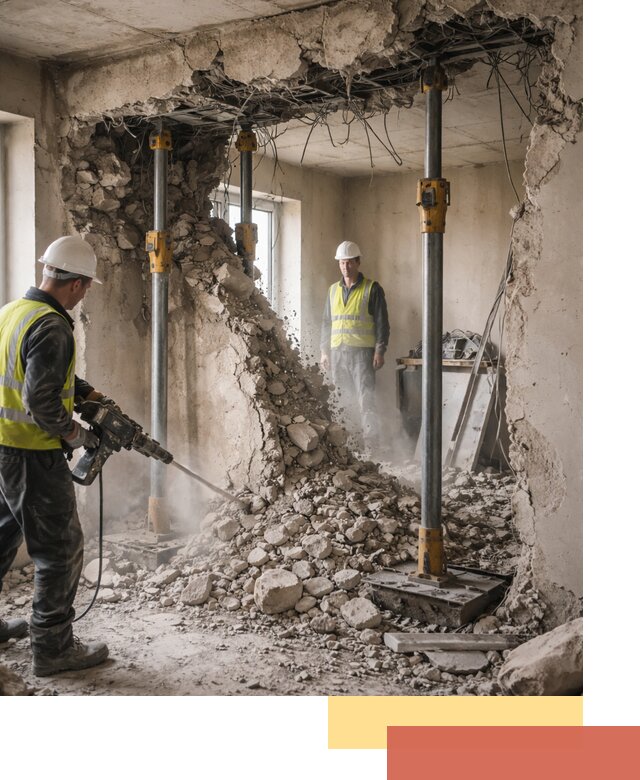 Снос несущих стен в Курчатове с гарантией безопасности и качества