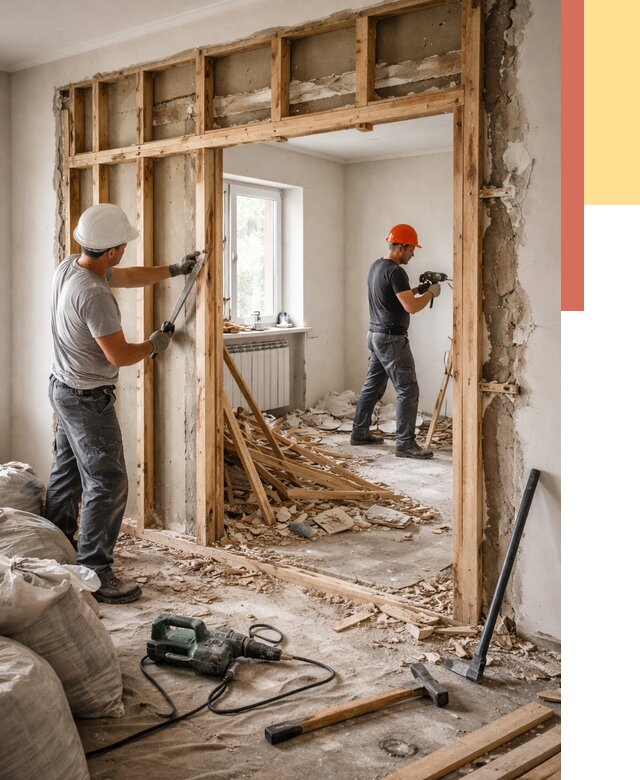 Демонтаж деревянных перегородок в Курчатове от 3260 руб. — быстро и недорого | ОТДЕЛОЧНИК-Крч