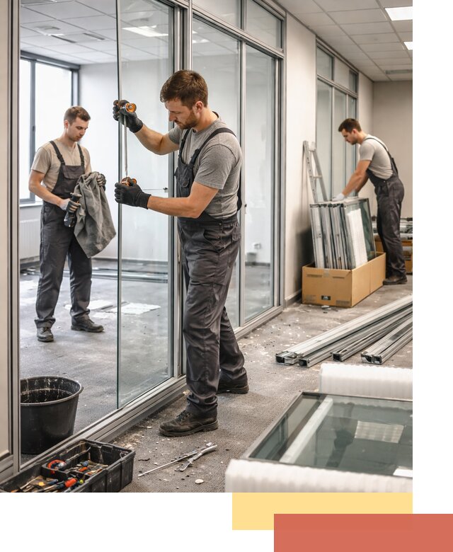 Демонтаж стеклянных перегородок в Курчатове быстро и безопасно