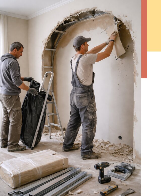 Демонтаж арки из гипсокартона в Курчатове от 3566 руб. — услуги под ключ | ОТДЕЛОЧНИК-Крч