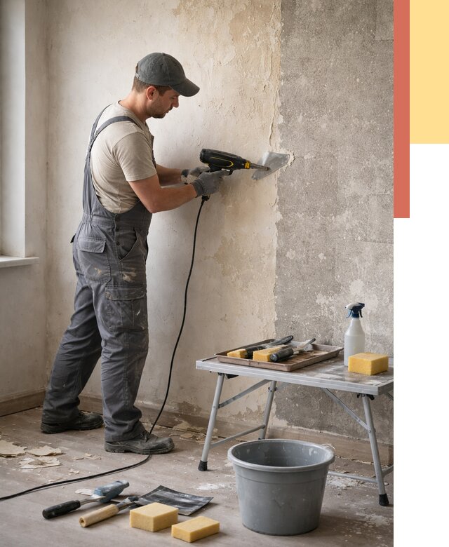 Очистка стен от клея в Курчатове от 1885 руб. — снятие и удаление клея со стен | ОТДЕЛОЧНИК-Крч