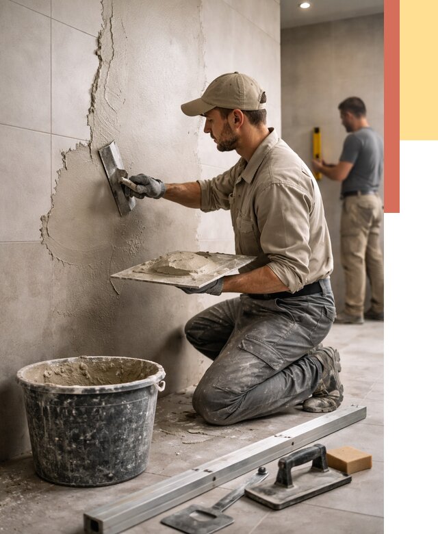 Штукатурка стен в ванной в Курчатове от 4585 руб./м² — выравнивание под ключ | ОТДЕЛОЧНИК-Крч