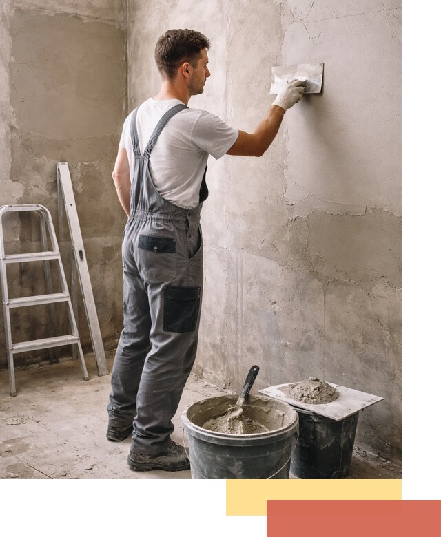 Штукатурка стен в ванной под ключ в Курчатове