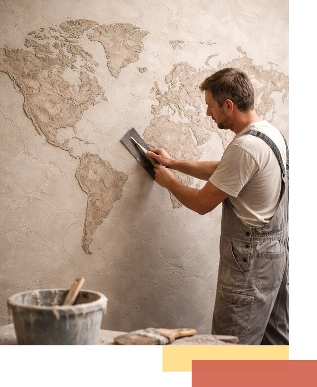 Декоративная штукатурка «Карта мира» под ключ в Курчатове