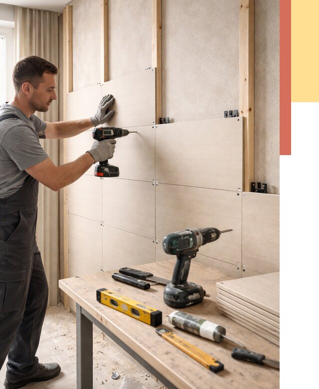 Монтаж МДФ панелей на стены в Курчатове от 1274 руб. под ключ | ОТДЕЛОЧНИК-Крч