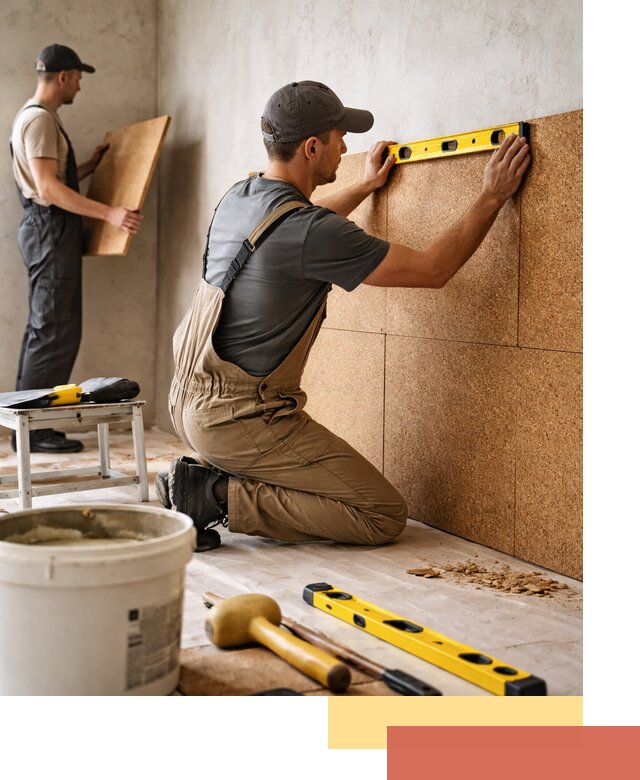 Монтаж пробковых панелей на стены в Курчатове быстро и качественно