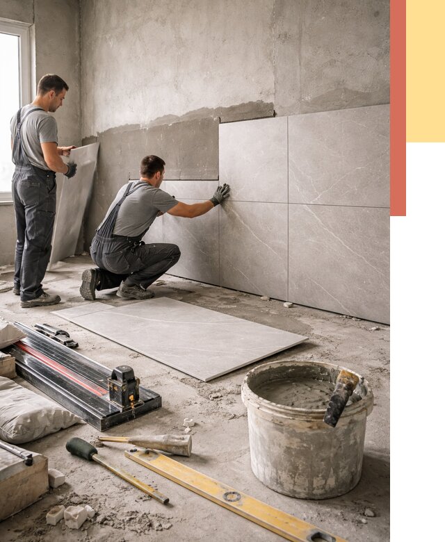 Облицовка стен керамогранитом в Курчатове от 4279 руб./м² — услуги под ключ | ОТДЕЛОЧНИК-Крч