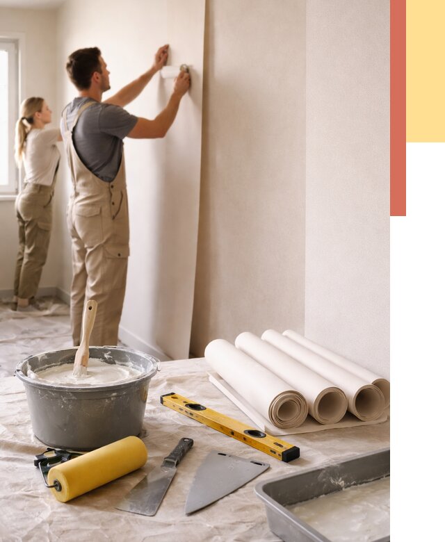 Поклейка бумажных обоев в Курчатове от 5603 руб./м2 — быстро и недорого | ОТДЕЛОЧНИК-Крч