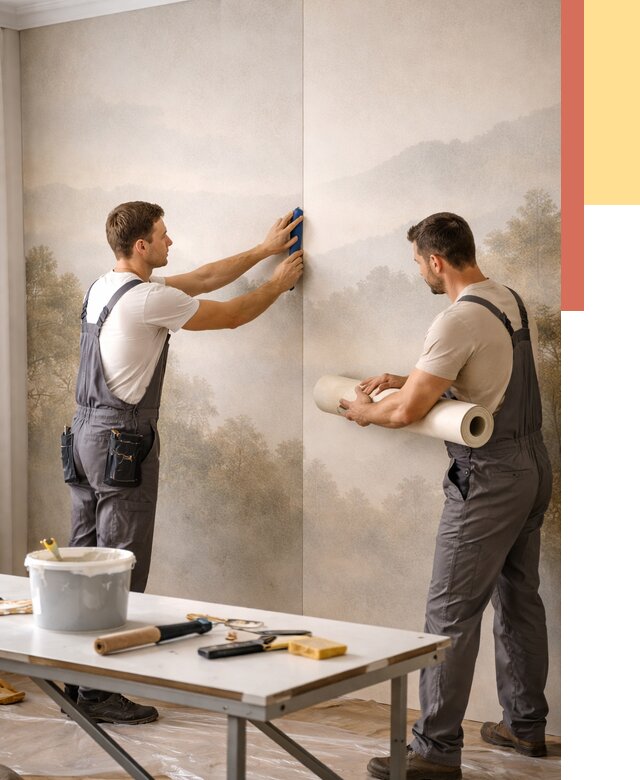 Поклейка фотообоев в Курчатове от 8660 руб/м² — быстро и недорого | ОТДЕЛОЧНИК-Крч