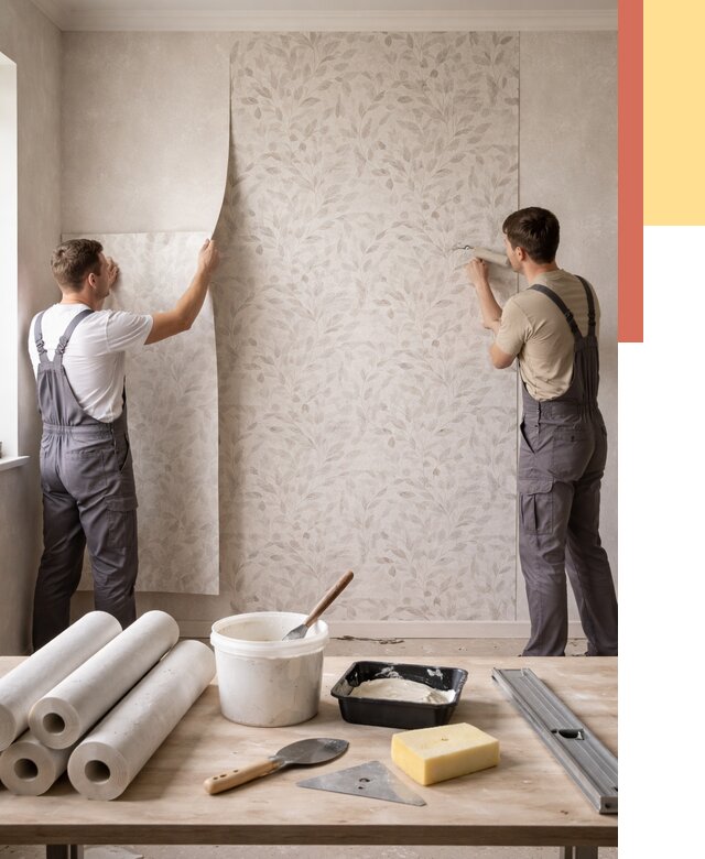 Поклейка обоев с подбором рисунка в Курчатове от 3566 руб. | ОТДЕЛОЧНИК-Крч - быстро и недорого