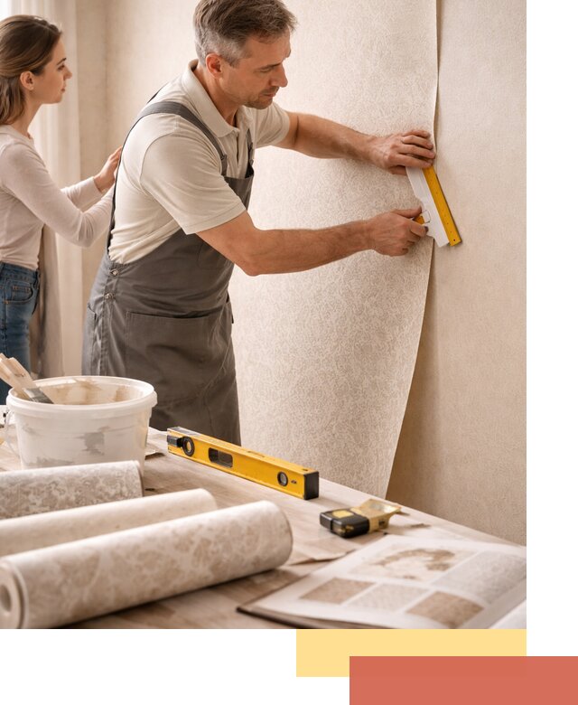 Поклейка обоев с подбором рисунка в Курчатове