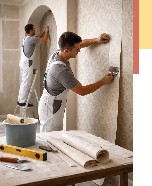 Поклейка обоев на сложные стены в Курчатове от 2853 руб. под ключ | ОТДЕЛОЧНИК-Крч