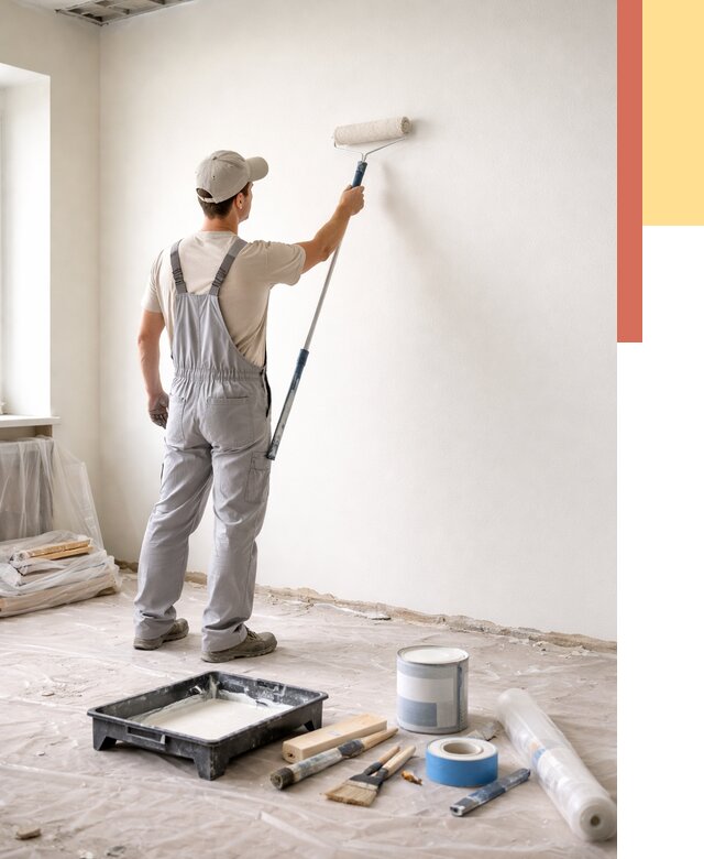 Покраска стен водоэмульсионной краской в Курчатове от 458 руб. за м² | ОТДЕЛОЧНИК-Крч