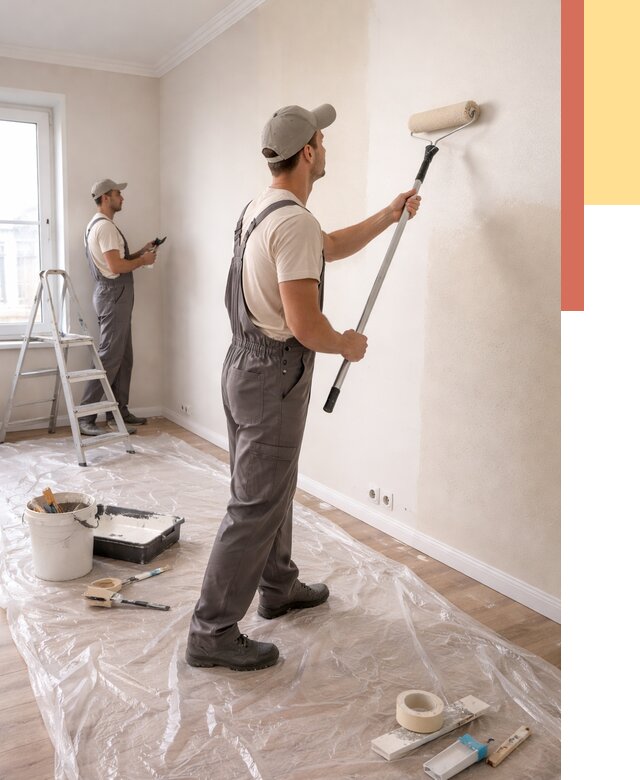 Покраска стен акриловой краской в Курчатове от 3566 руб./м² — быстро и недорого | ОТДЕЛОЧНИК-Крч