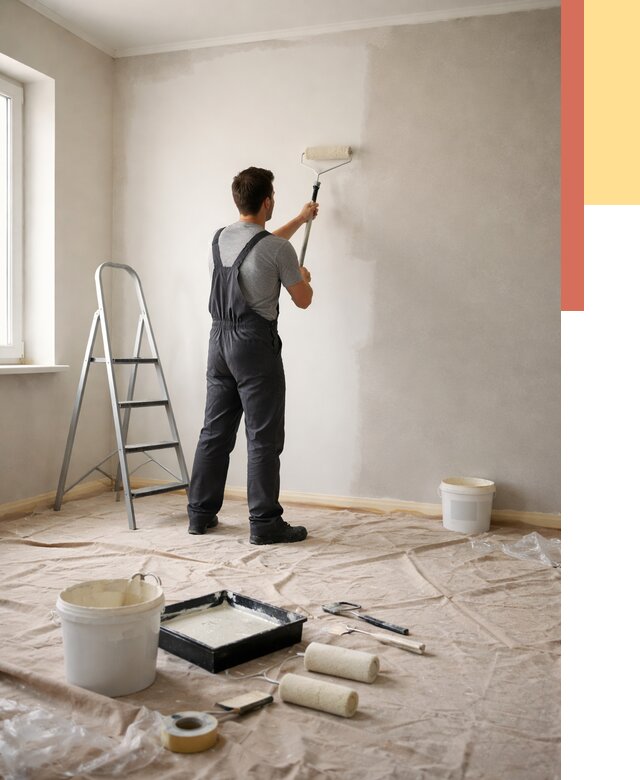 Покраска стен моющейся краской в Курчатове от 357 руб./м² — быстро и недорого | ОТДЕЛОЧНИК-Крч