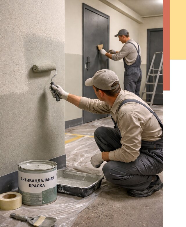Покраска стен антивандальной краской в Курчатове от 4585 руб./м² под ключ | ОТДЕЛОЧНИК-Крч