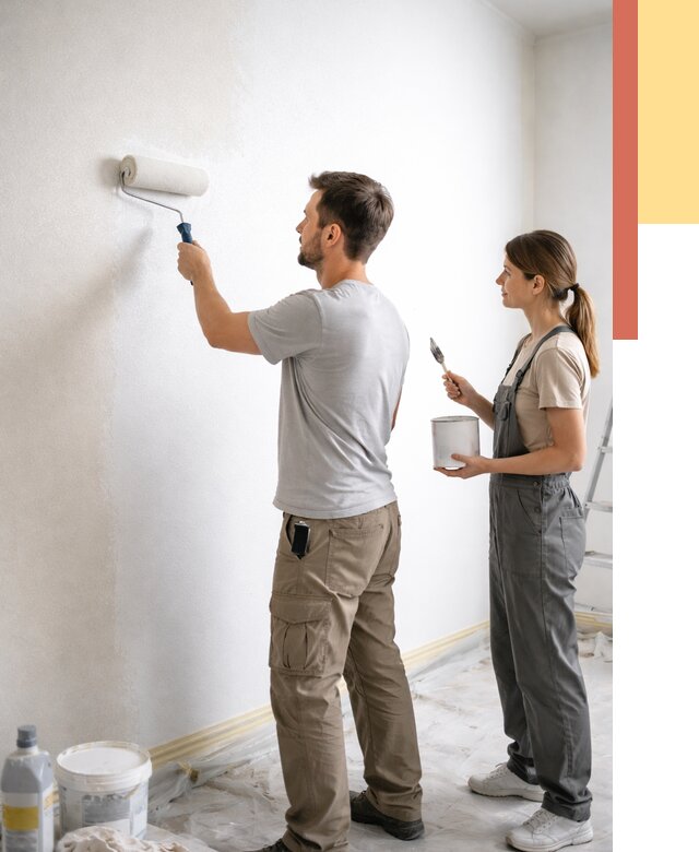 Окраска стен по стеклохолсту в Курчатове от 4585 руб/м² под ключ | ОТДЕЛОЧНИК-Крч