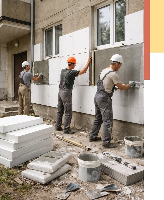 Утепление стен пенопластом в Курчатове от 1783 руб. — недорого и под ключ | ОТДЕЛОЧНИК-Крч