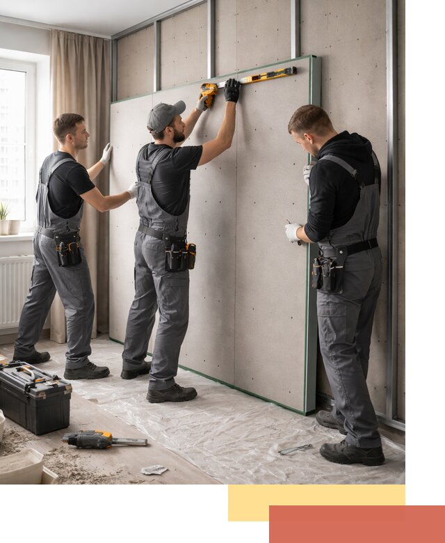 Шумоизоляция стен панелями ЗИПС в Курчатове для жилых и коммерческих помещений