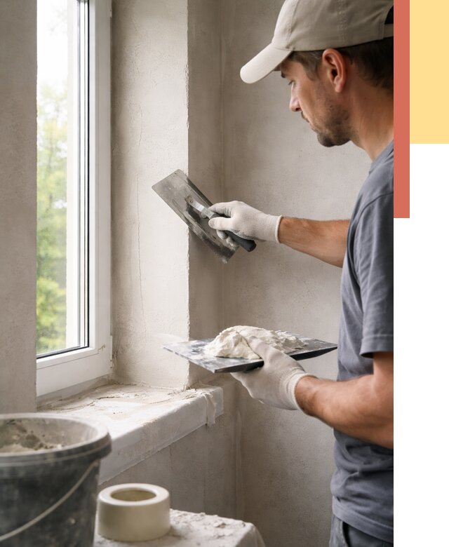 Штукатурка откосов в Курчатове от 4585 руб/м² — услуги и выравнивание под ключ | ОТДЕЛОЧНИК-Крч