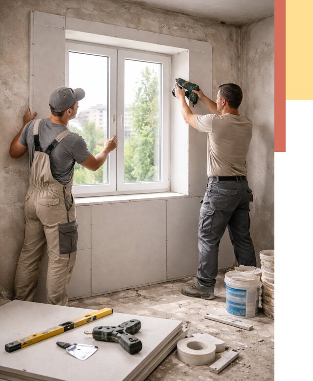 Монтаж откосов из гипсокартона в Курчатове от 4585 руб. под ключ | ОТДЕЛОЧНИК-Крч