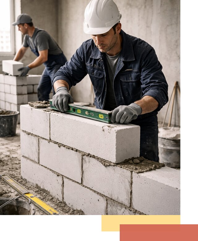 Кладка перегородок из пеноблока под ключ в Курчатове