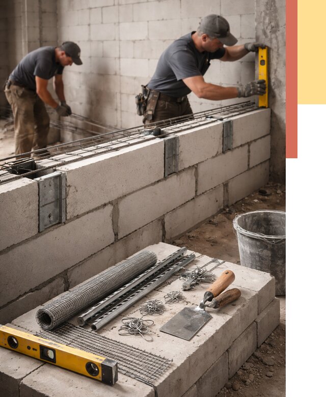 Армирование кладки перегородок в Курчатове от 764 руб. под ключ | ОТДЕЛОЧНИК-Крч