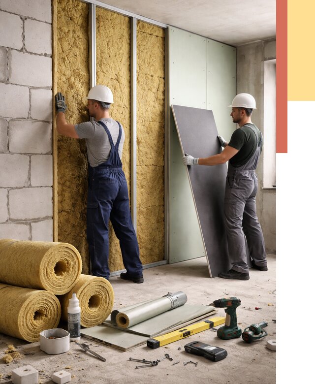 Шумоизоляция перегородок из блоков в Курчатове от 1885 руб./м² — быстро и недорого | ОТДЕЛОЧНИК-Крч