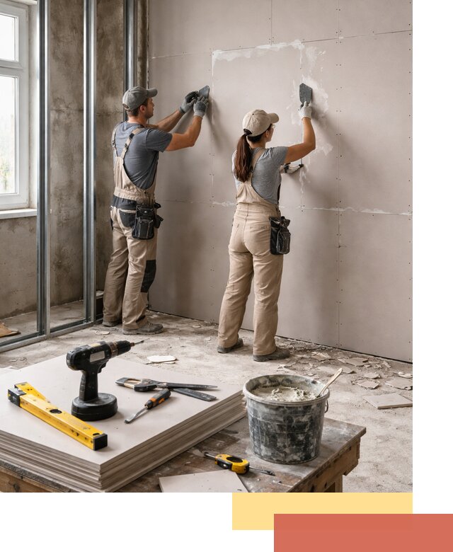 Монтаж двухслойной перегородки из гипсокартона в Курчатове