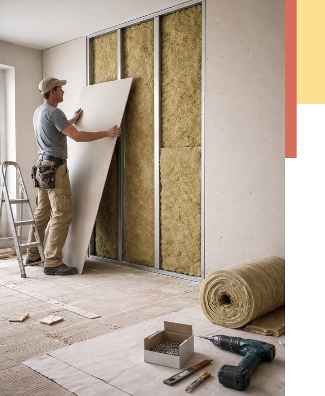 Перегородка из гипсокартона с шумоизоляцией в Курчатове от 3179 руб. | ОТДЕЛОЧНИК-Крч