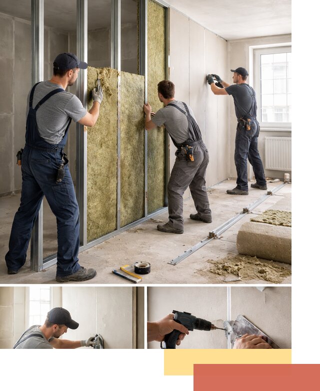 Перегородка из гипсокартона с шумоизоляцией в Курчатове — монтаж под ключ