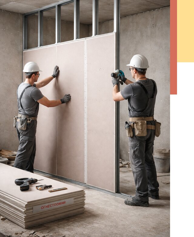 Перегородка из огнестойкого гипсокартона в Курчатове от 1885 руб. под ключ | ОТДЕЛОЧНИК-Крч
