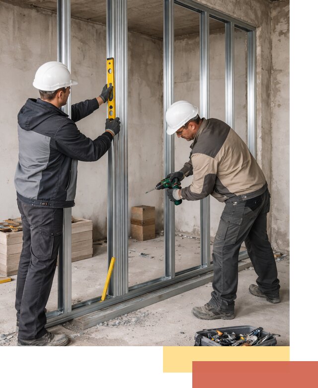 Монтаж каркаса перегородки из профиля в Курчатове