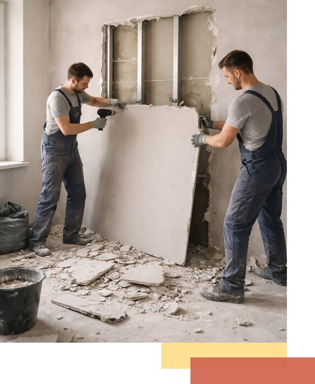 Демонтаж перегородки из гипсокартона в Курчатове быстрый и аккуратный