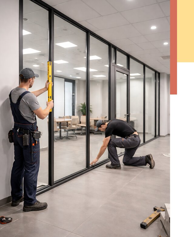 Каркасные стеклянные перегородки в Курчатове под ключ от 9373 руб. | ОТДЕЛОЧНИК-Крч