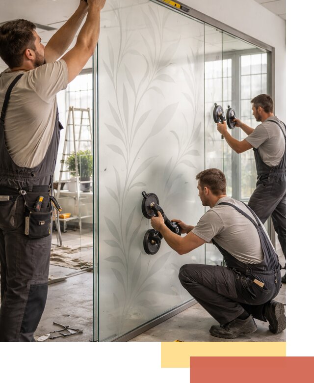 Стеклянные перегородки с рисунком на заказ в Курчатове