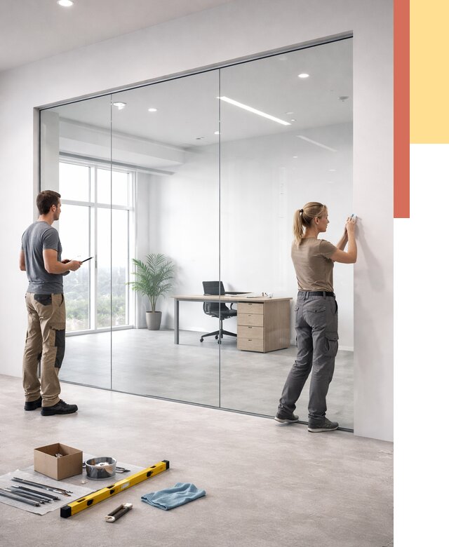 Перегородки из закаленного стекла в Курчатове от 9679 руб. под ключ | ОТДЕЛОЧНИК-Крч