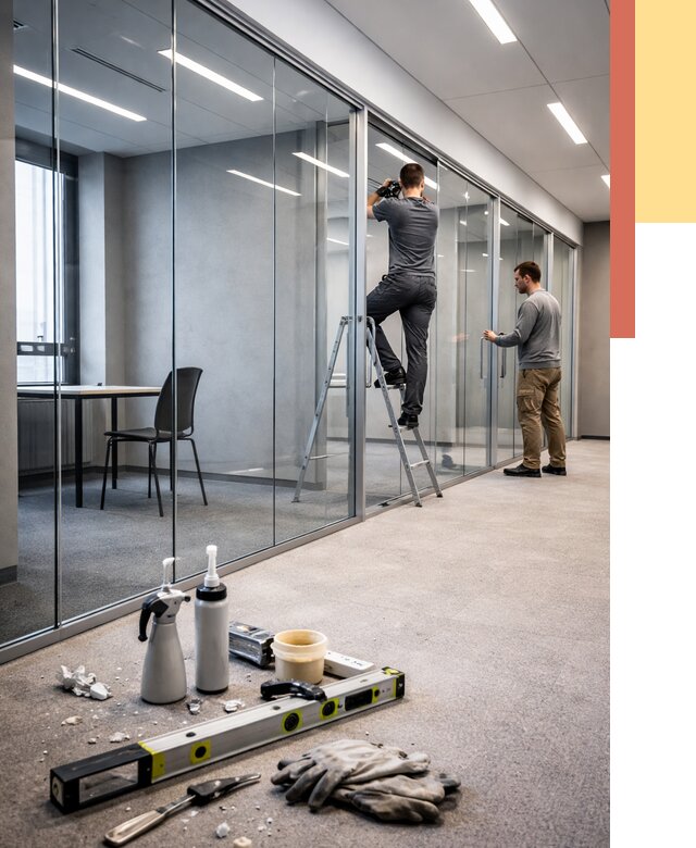 Стеклянные офисные перегородки в Курчатове от 8660 руб. — монтаж и установка | ОТДЕЛОЧНИК-Крч