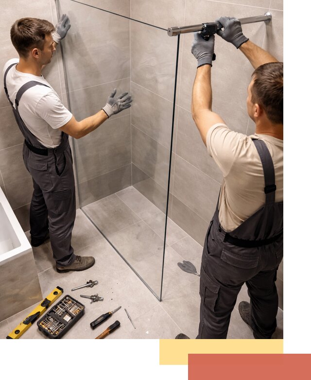 Стеклянные перегородки для душа в Курчатове — изготовление и монтаж