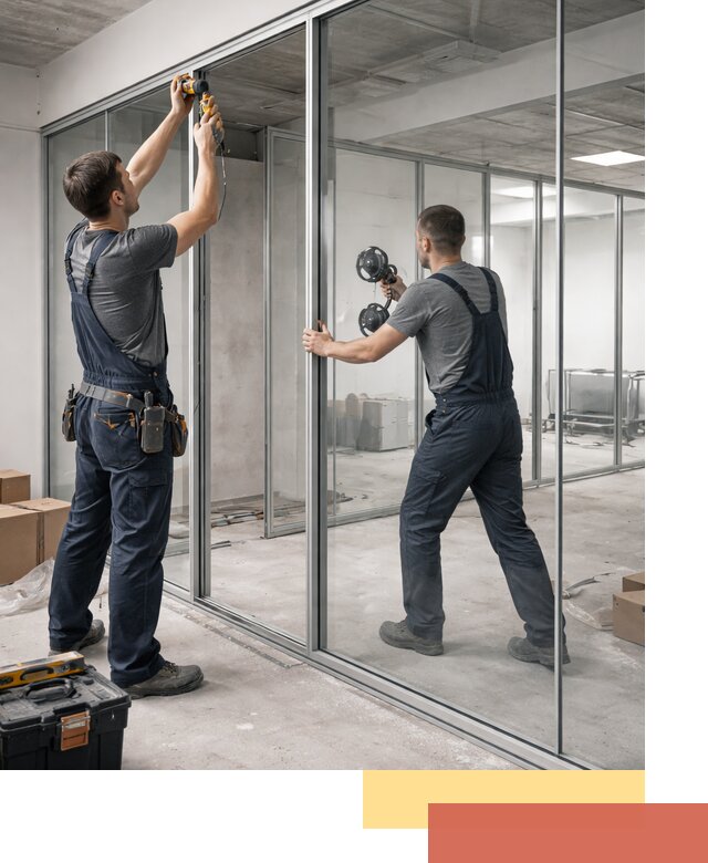 Алюминиевые перегородки со стеклом в Курчатове — изготовление и монтаж