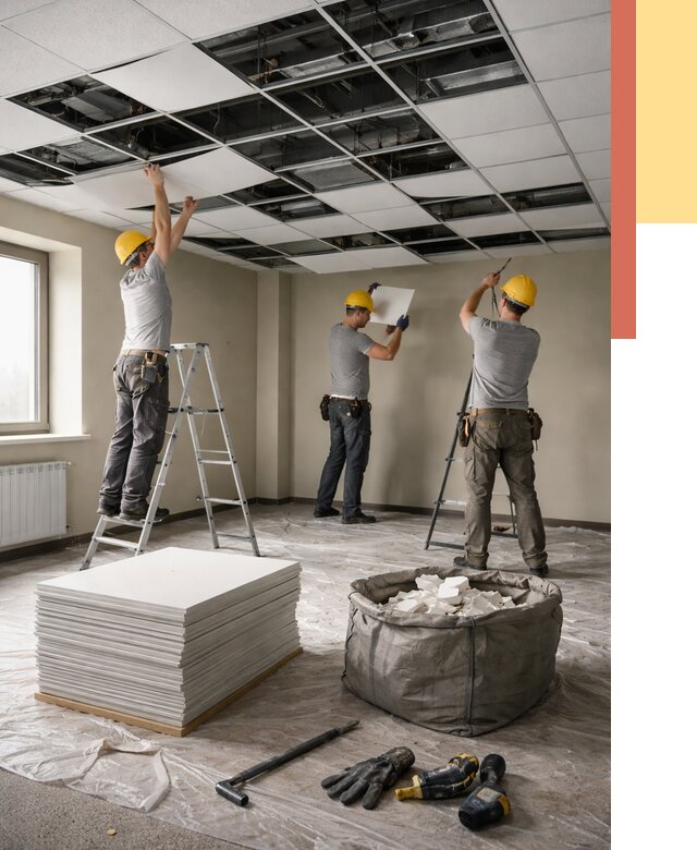 Демонтаж потолка Армстронг в Курчатове от 4585 руб. быстро и недорого | ОТДЕЛОЧНИК-Крч