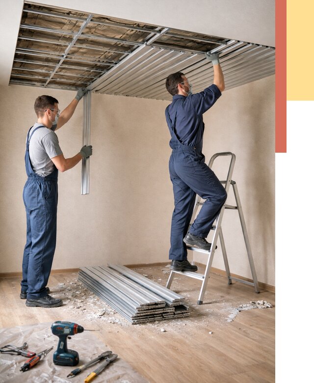 Демонтаж реечного потолка в Курчатове от 4585 руб. быстро и недорого | ОТДЕЛОЧНИК-Крч