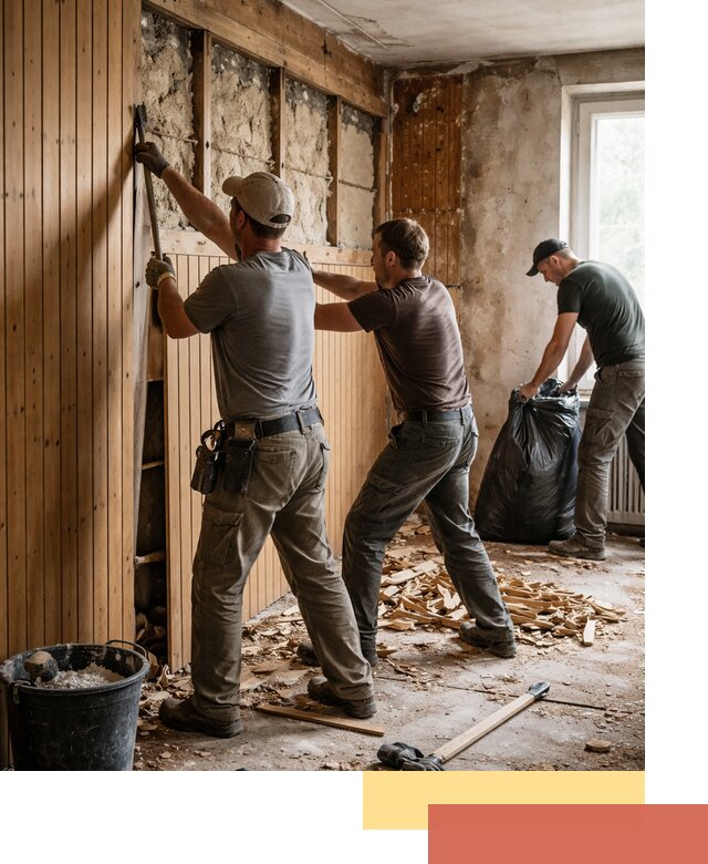 Демонтаж вагонки и вывоз материалов в Курчатове