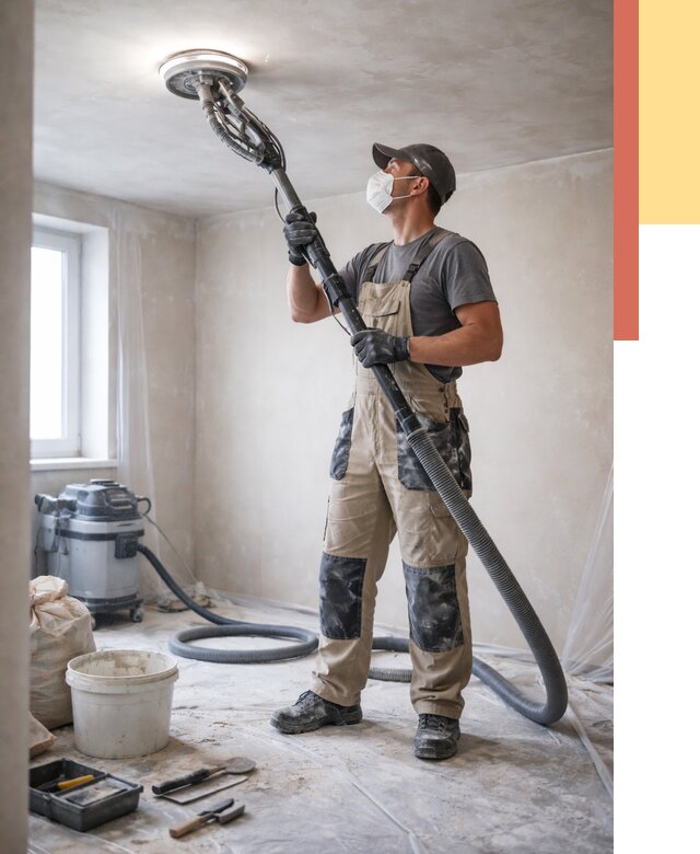 Шлифовка потолка в Курчатове от 3566 руб. — услуги шлифования потолка | ОТДЕЛОЧНИК-Крч