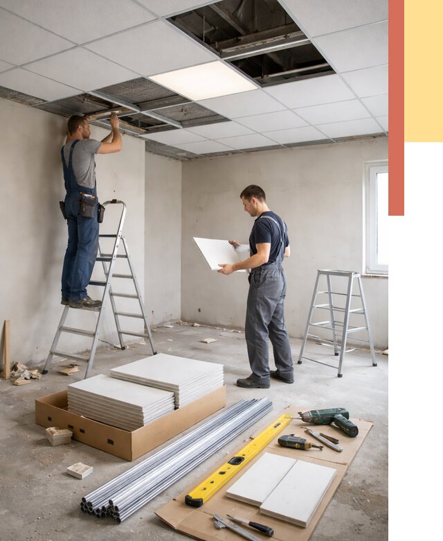 Монтаж потолка армстронг в Курчатове от 4585 руб/м2 — быстрая установка под ключ | ОТДЕЛОЧНИК-Крч