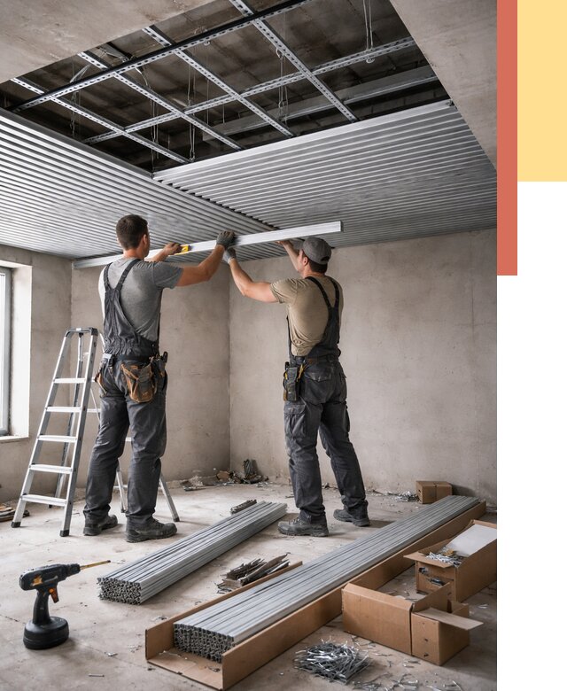 Монтаж реечного потолка в Курчатове от 4585 руб. под ключ | ОТДЕЛОЧНИК-Крч